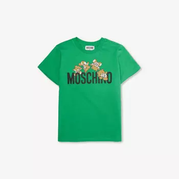 Футболка из хлопкового джерси с логотипом toy bear 4–14 лет Moschino, зеленый