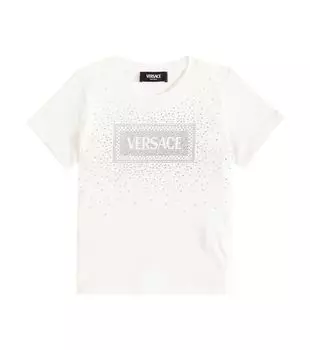 Футболка из хлопкового джерси с логотипом Versace, белый