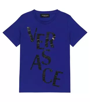 Футболка из хлопкового джерси с логотипом Versace, фиолетовый