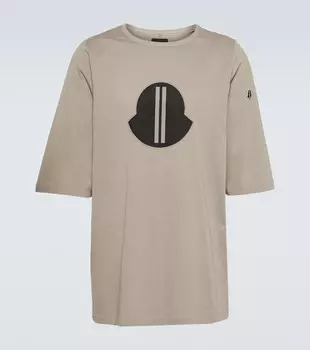 Футболка из хлопкового джерси с логотипом x rick owens Moncler Genius, бежевый