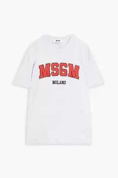 Футболка из хлопкового джерси с меланжевым принтом MSGM, серый
