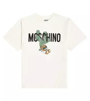 Футболка из хлопкового джерси с мишкой teddy bear Moschino Kids, белый