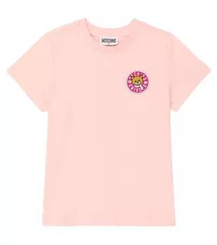 Футболка из хлопкового джерси с мишкой teddy bear Moschino Kids, розовый