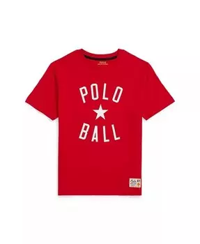Футболка из хлопкового джерси с мячом для поло Big Boys Polo Ralph Lauren, красный