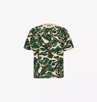 Футболка из хлопкового джерси с мраморным узором A Bathing Ape, зеленый