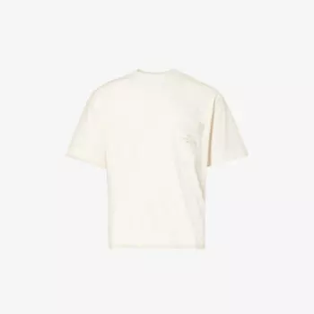 Футболка из хлопкового джерси с нашивкой-логотипом Emporio Armani, цвет vaniglia