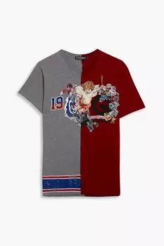 Футболка из хлопкового джерси с потертой аппликацией DOLCE & GABBANA, серый