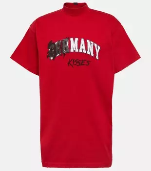 Футболка из хлопкового джерси с принтом Balenciaga, красный