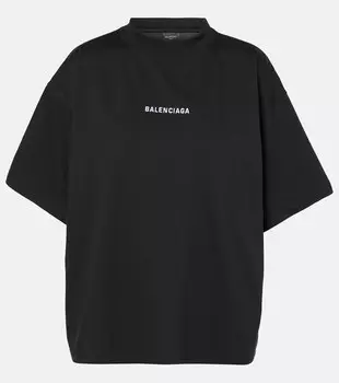 Футболка из хлопкового джерси с принтом Balenciaga, Black/White