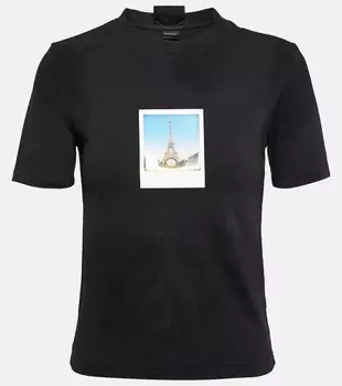 Футболка из хлопкового джерси с принтом BALENCIAGA, черный