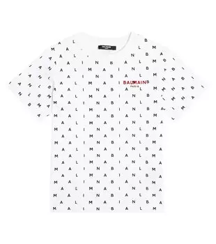 Футболка из хлопкового джерси с принтом Balmain, синий