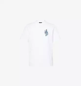 Футболка из хлопкового джерси с принтом бренда джаз-бэнда Amiri, белый