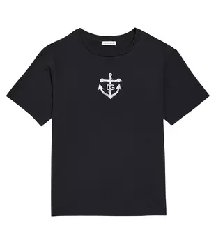 Футболка из хлопкового джерси с принтом Dolce&Gabbana Kids, синий