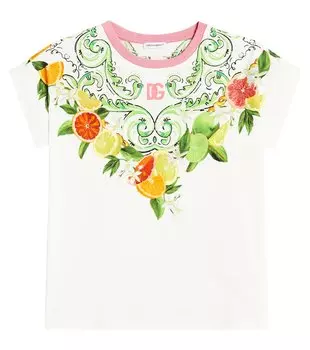 Футболка из хлопкового джерси с принтом Dolce&Gabbana, мультиколор