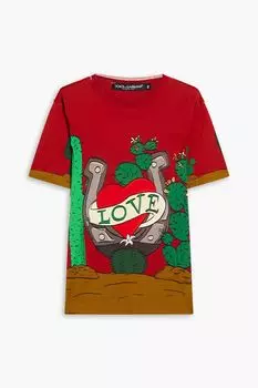 Футболка из хлопкового джерси с принтом DOLCE & GABBANA, красный