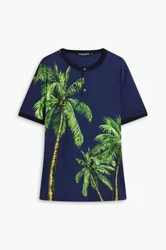 Футболка из хлопкового джерси с принтом DOLCE & GABBANA, нави