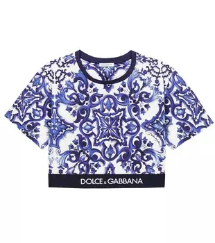 Футболка из хлопкового джерси с принтом Dolce&Gabbana, синий