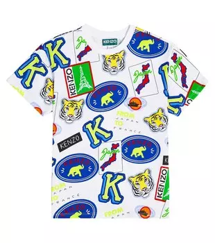 Футболка из хлопкового джерси с принтом Kenzo, разноцветный