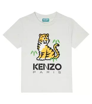 Футболка из хлопкового джерси с принтом Kenzo, серый