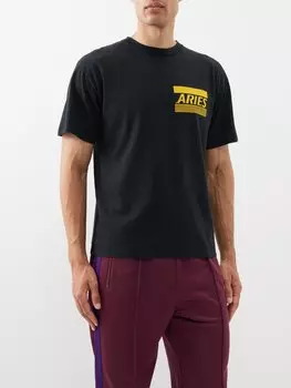 Футболка из хлопкового джерси с принтом кредитной карты Aries, черный