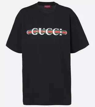 Футболка из хлопкового джерси с принтом Lido Gucci, Black/Multicolor