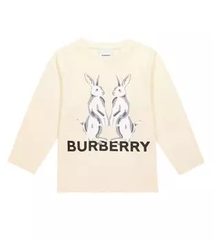 Футболка из хлопкового джерси с принтом логотипа Burberry Kids, мультиколор
