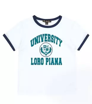 Футболка из хлопкового джерси с принтом Loro Piana, белый