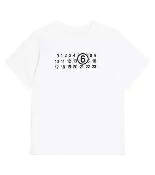 Футболка из хлопкового джерси с принтом Mm6 Maison Margiela Kids, белый