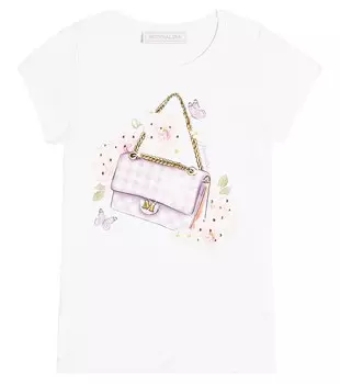 Футболка из хлопкового джерси с принтом Monnalisa, мультиколор