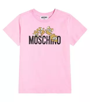 Футболка из хлопкового джерси с принтом Moschino, розовый