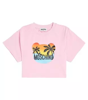 Футболка из хлопкового джерси с принтом Moschino, розовый
