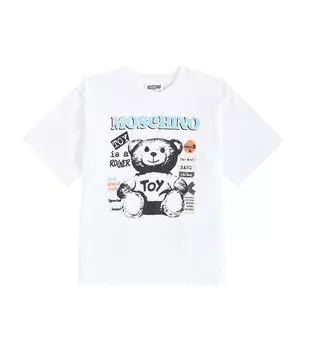 Футболка из хлопкового джерси с принтом Moschino, белый
