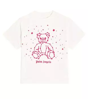 Футболка из хлопкового джерси с принтом Palm Angels Kids, белый