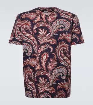 Футболка из хлопкового джерси с принтом пейсли Etro, Print on Blue Base