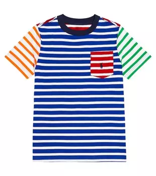 Футболка из хлопкового джерси с принтом Polo Ralph Lauren Kids, мультиколор