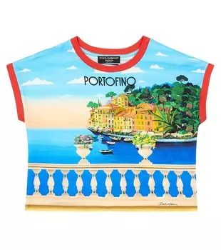 Футболка из хлопкового джерси с принтом Portofino Dolce&Gabbana, разноцветный
