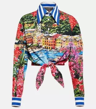 Футболка из хлопкового джерси с принтом Portofino DOLCE&GABBANA, разноцветный