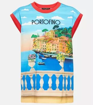 Футболка из хлопкового джерси с принтом Portofino DOLCE&GABBANA, разноцветный