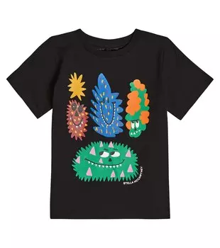Футболка из хлопкового джерси с принтом Stella McCartney Kids, черный