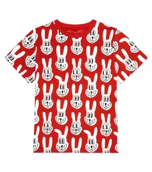 Футболка из хлопкового джерси с принтом Stella McCartney Kids, красный