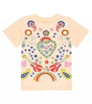 Футболка из хлопкового джерси с принтом Stella McCartney Kids, разноцветный