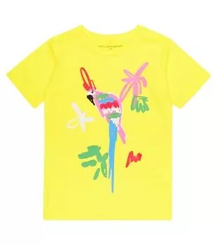 Футболка из хлопкового джерси с принтом Stella McCartney Kids, желтый