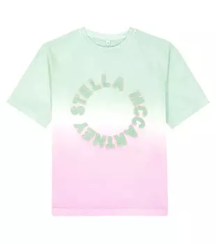 Футболка из хлопкового джерси с принтом тай-дай Stella Mccartney Kids, мультиколор