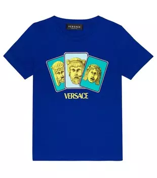 Футболка из хлопкового джерси с принтом Versace, разноцветный