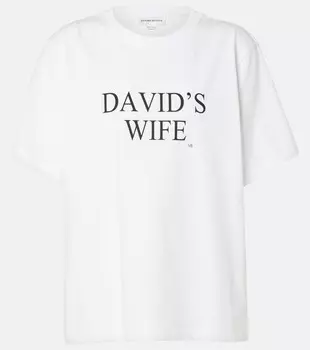 Футболка из хлопкового джерси с принтом Victoria Beckham, белый