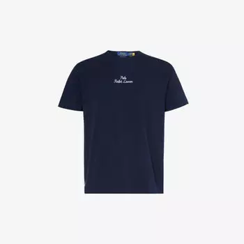 Футболка из хлопкового джерси с текстовым принтом и логотипом Polo Ralph Lauren, синий