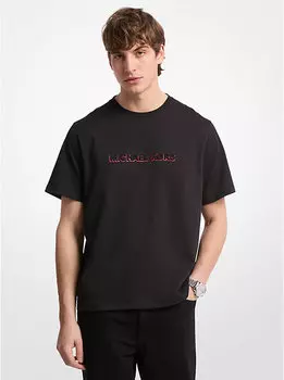 Футболка из хлопкового джерси с тиснением логотипа Michael Kors, черный