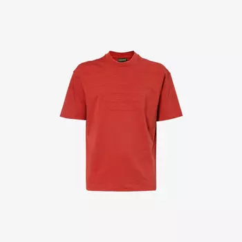 Футболка из хлопкового джерси с тисненым логотипом Emporio Armani, красный