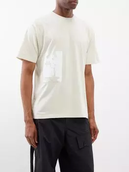 Футболка из хлопкового джерси с тремя принтами foam Stone Island, бежевый
