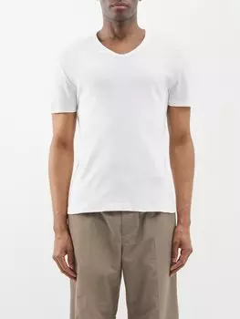 Футболка из хлопкового джерси с u-образным вырезом OUR LEGACY, белый